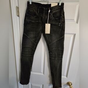 mnml Men's Black Moto Jeans, Size 28
